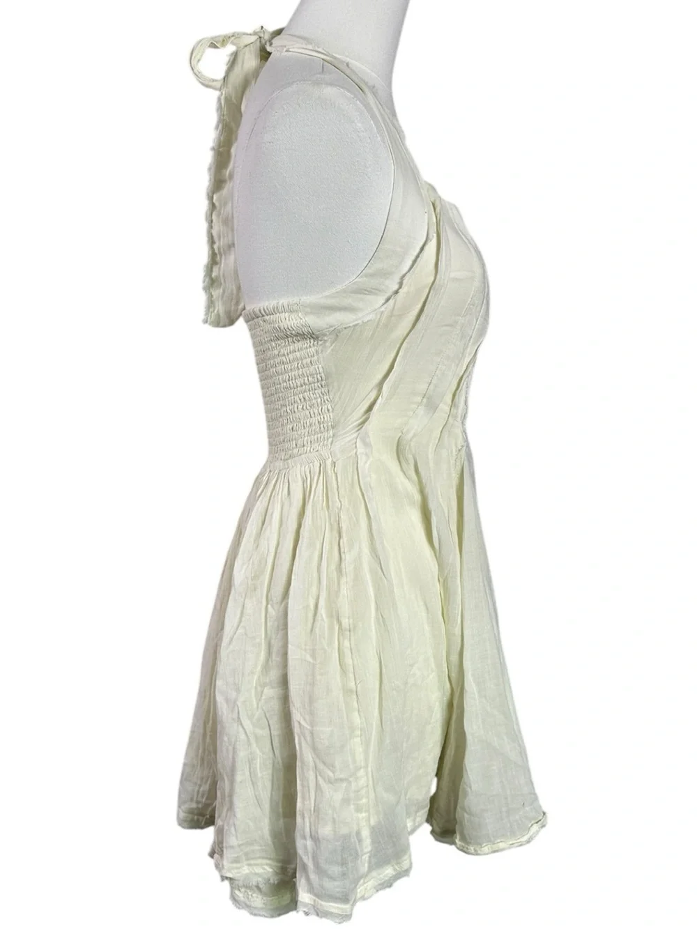 Free People Ethereal Romantic Billowy Halter Mini Dress Summer Sand Fairy Small